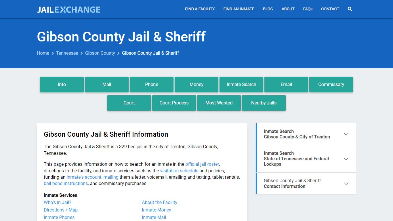 Gibson County Jail & Sheriff, TN Inmate Search, Information