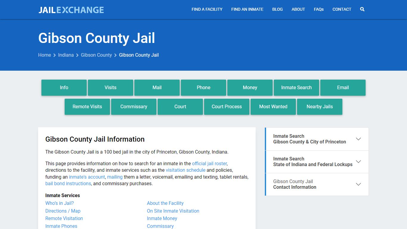 Gibson County Jail, IN Inmate Search, Information